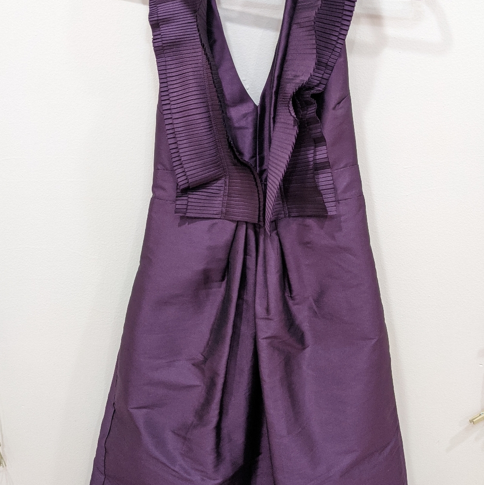 J Hjelm purple ruffle cocktail dress